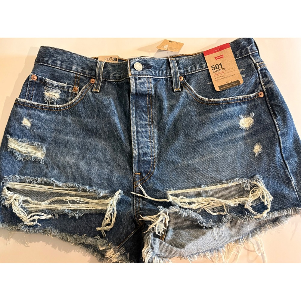 Levi's Premium 501 Original Shorts Womens 33 Distressed Button Fly Jean  shorts